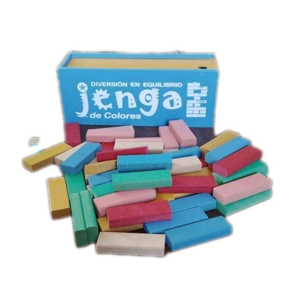 Jenga Colored Building Stacking Blocks Mixed Shapes Child STEM 54 Piece VTG